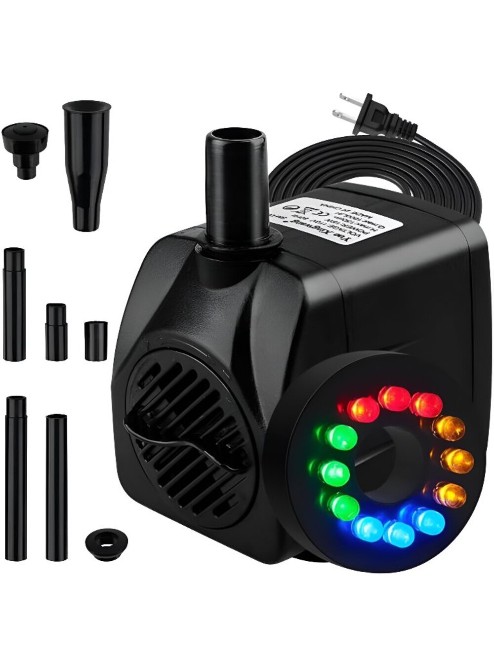 Submersible Fountain Pump 15W Water Pump Aquarium Pump with LED Lights